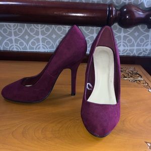 Wine suede high heels